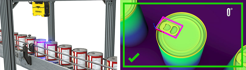 3D-L4000摄像头扫描传送带上的铝罐和检查软件的屏幕截图