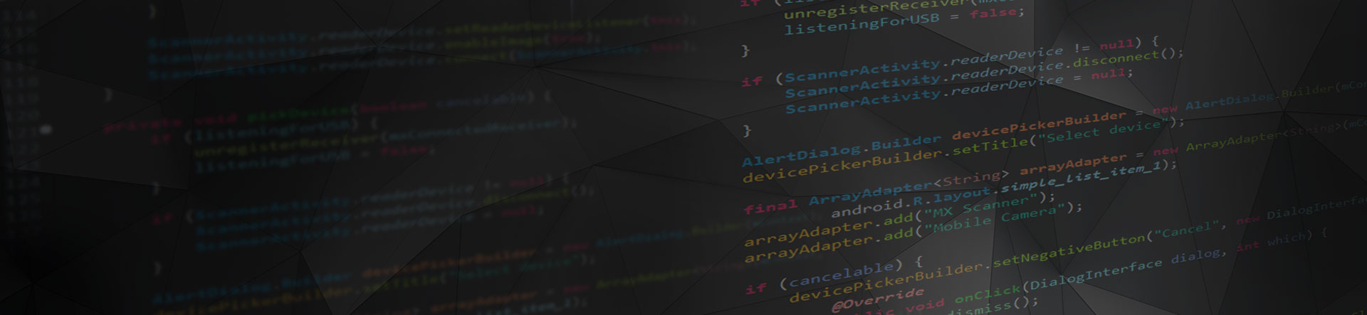 code software for development kit on black banner