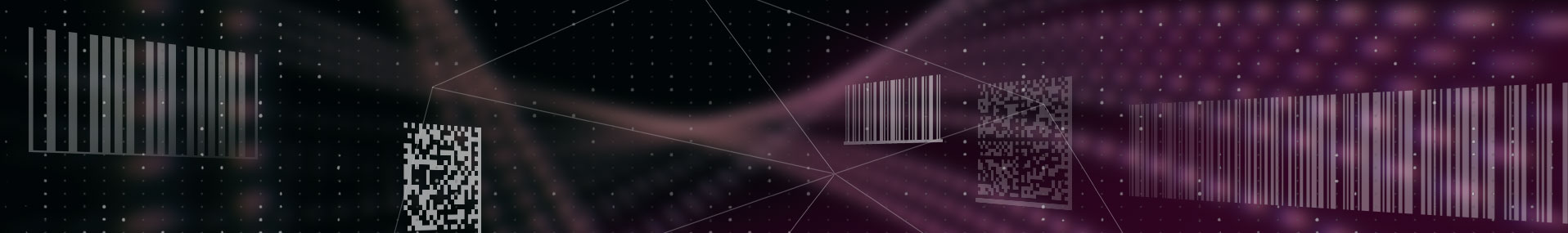 multiple barcode symbologies floating over purple background