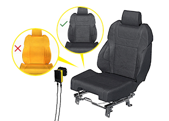 视线D900检查汽车座椅以检测是否已安装座椅盖子。