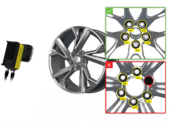 视觉系统检测跑车轮圈螺栓