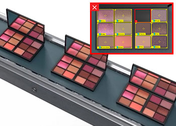 Palettes de maquillage en rest d'êtreinspectéespledétecterdesdéfauts