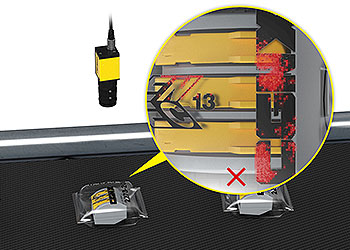 Vision system inspecting a product with clear packaging