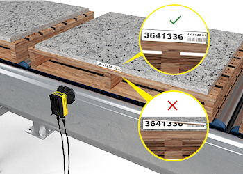 L 'In-Sight D900点亮了艰难代码matériaux de construction sur palettes pour améliorer la traçabilité。