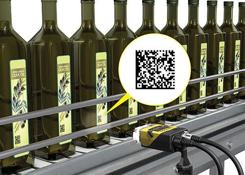 Cognex dataman reading olive oil bottles qr codes for anti-counterfeiting and authentication