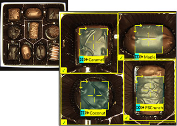 Cognex In-Sight视频巧克力装配验证与视频蓝定位工具