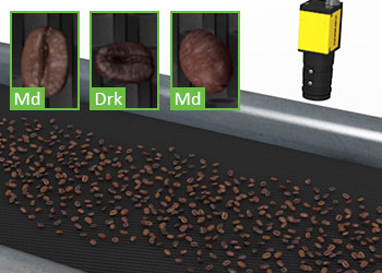 在输送机上对咖啡豆进行分类的视觉系统