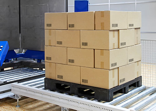 Pallet of boxes for warehousing and distribution logistics