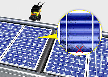 Vision system inspecting solar panels for defects