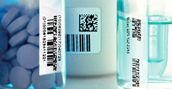 条形码用于医疗应用，药丸，瓶子，小瓶的例子