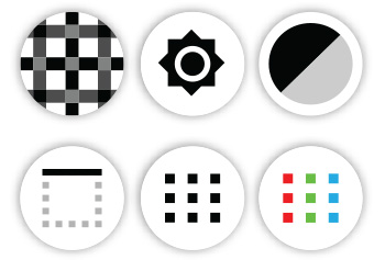 视觉工具的图标，圈子的六个形状