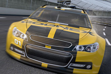 Cognex logo racecar driving on race track