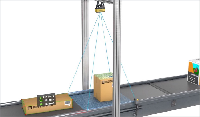 3D-A1000 above a conveyer with boxes