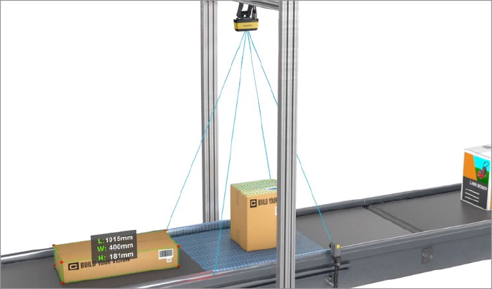 3D-A1000上面有一个带箱子的传送带