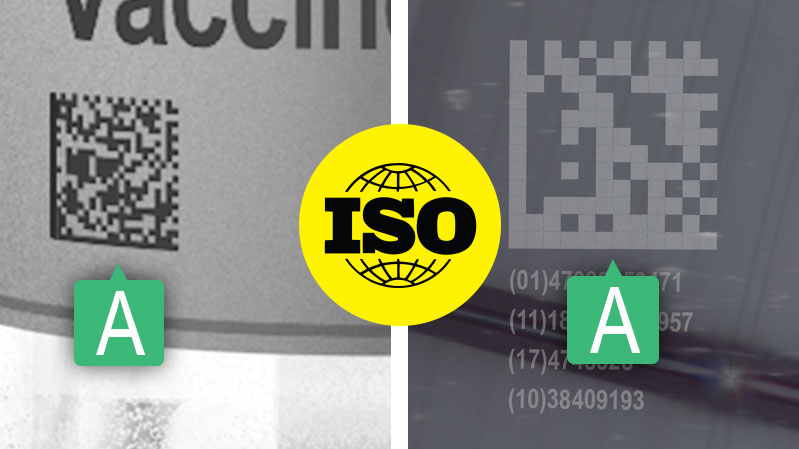 ISO标志与(2)条形码的例子覆盖“分级结果”