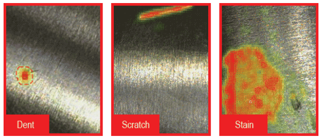 ViDi分类擷取的圖像區分出凹痕,汙點和刮痕缺陷