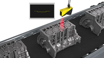 用激光测线法在输送机上检测汽车发动机缸体活塞头高度