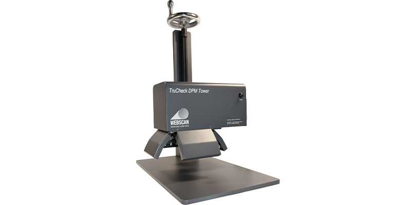 Webscan Trucheck DPM tower barcode verifier grades direct part marked barcodes with 45, 30, or 90-degree lighting.
