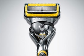 high definition grey and yellow shaving razor