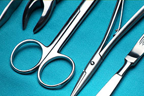 up close metal surgical tools