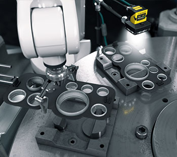 用于生产自动化的带机械臂的I德国必威nSight 2000机器视觉检测