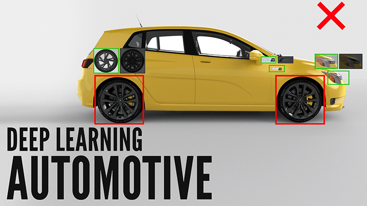 汽车的深度学习发现黄色汽车的错误轮胎